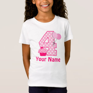 4th Birthday Girl Cupcake Personalised T-shirt