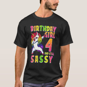 4Th Birthday Girl Dabbing Unicorn 4 Years Old T-Shirt