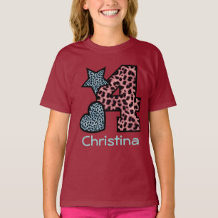 4th Birthday Girl LEOPARD 4 year old V44G T-Shirt