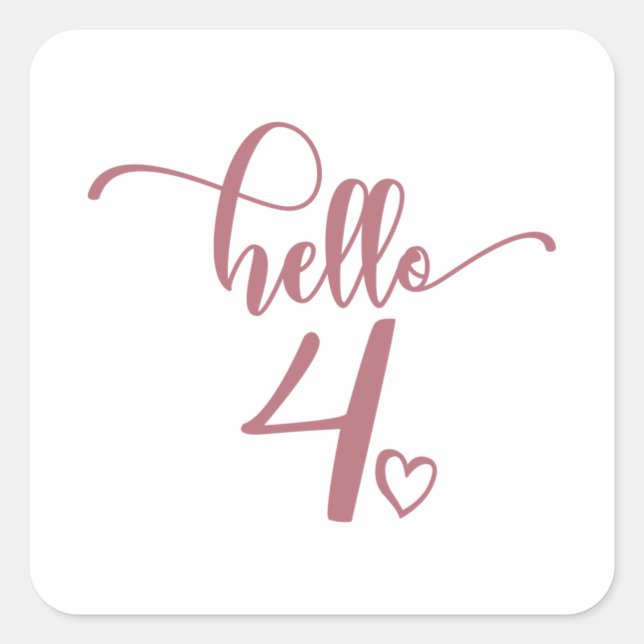 4th Birthday Girls Hello Four Cute 4 Years Old Kid Square Sticker (Front)