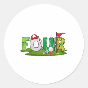 4th Birthday Golf Theme 4 Year Old Kids Sport Part Classic Round Sticker