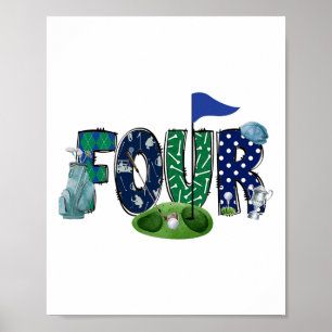 4th Birthday Golf Theme Party Golf Girl Boy Birthd Poster