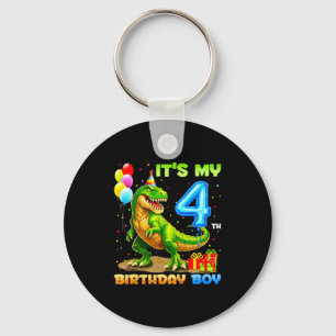 4th birthday happy 4 year t-rex shirt boys funny key ring