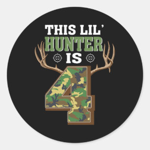 4th Birthday Hunting Deer 4 Year Old Hunter  Classic Round Sticker