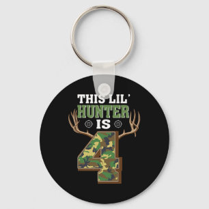 4th Birthday Hunting Deer 4 Year Old Hunter  Key Ring