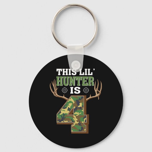 4th Birthday Hunting Deer 4 Year Old Hunter  Key Ring (Front)