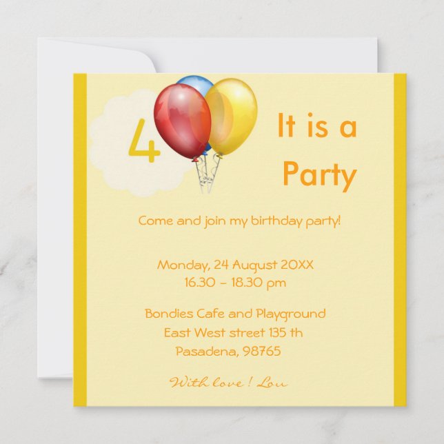 4th Birthday Invitation (Front)