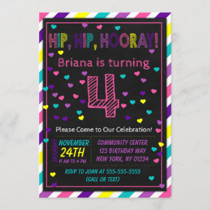 4th Birthday Invitation for a Girls Birthday Party