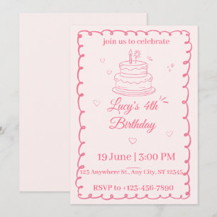 4th Birthday Invitation girl