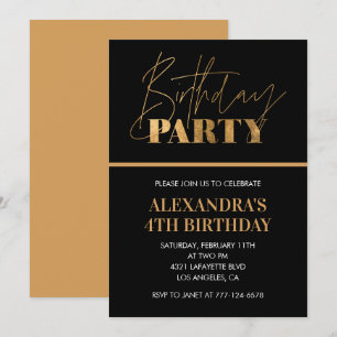 4th birthday invitations Birthday Dinner Black