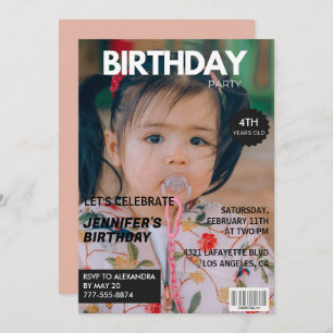 4th birthday invitations Girl Magazine Cover