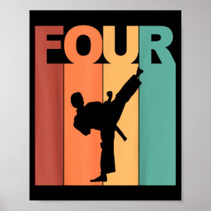 4th Birthday Karate Taekwondo Theme 4 Year Old Poster