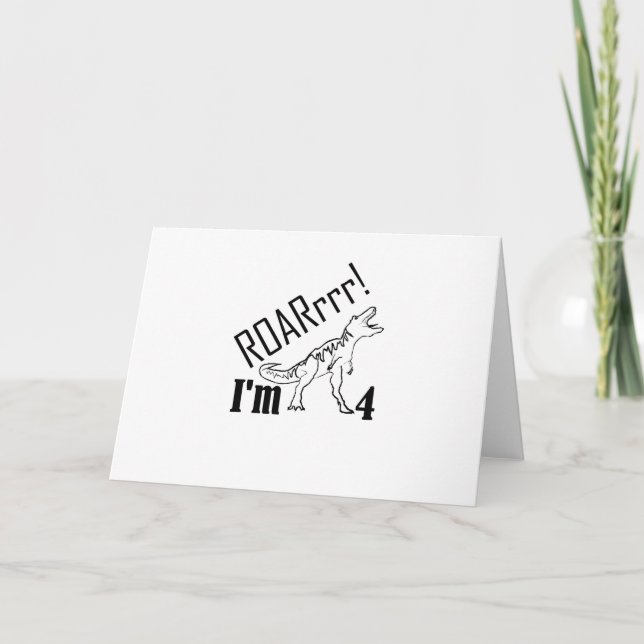 4th Birthday Kids Dinosaur Gift for 4 Year Boys Card (Front)