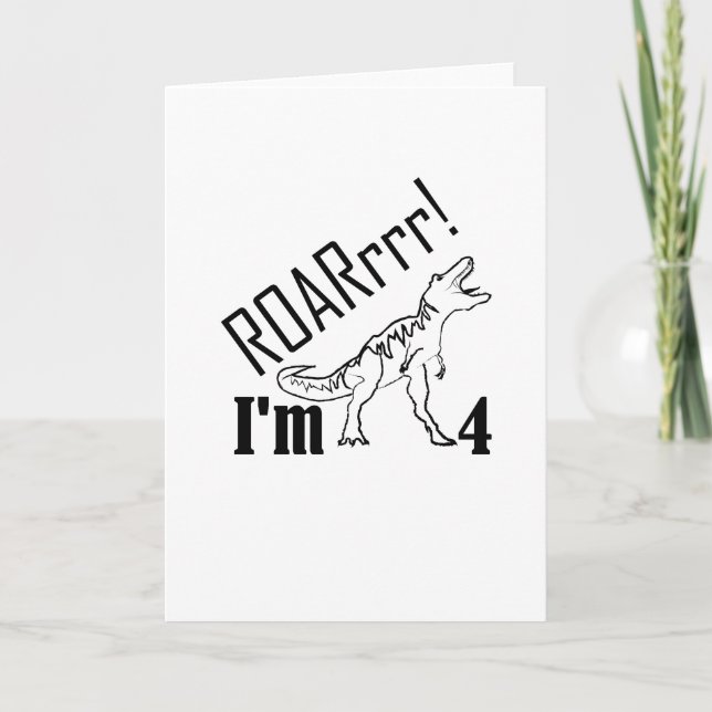 4th Birthday Kids Dinosaur Gift for 4 Year Boys Card (Front)