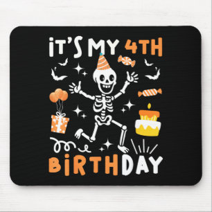4th Birthday Kids Funny Skeleton 4th Birthday Mouse Mat