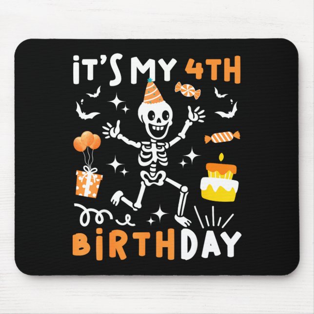 4th birthday kids funny skeleton 4th birthday mouse mat (Front)