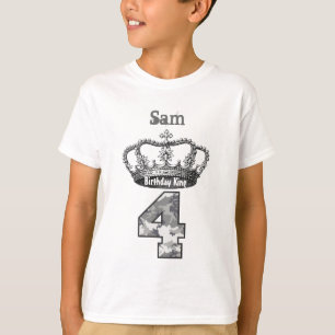4th Birthday King Crown and Camouflage V01F T-Shirt