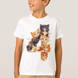 4th Birthday Kittens Cats Themed 4 Year Old Kids T-Shirt