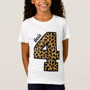 4th Birthday Leopard Four Year Custom Name V01S T-Shirt