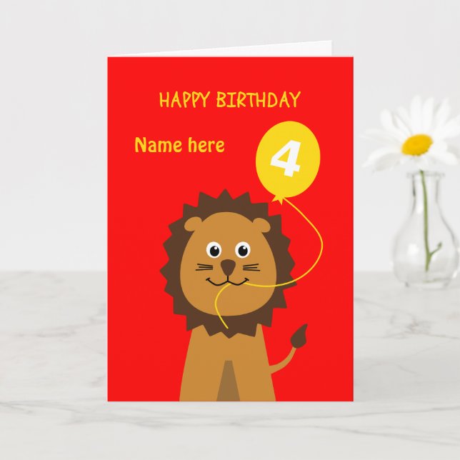 4th birthday lion card (Small Plant)