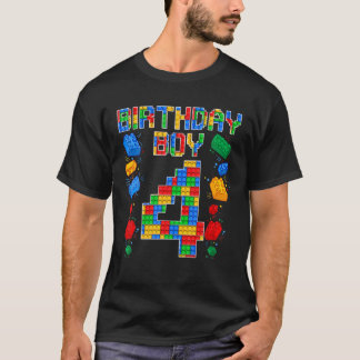 4Th Birthday Master Builder 4 Years Old Block Buil T-Shirt