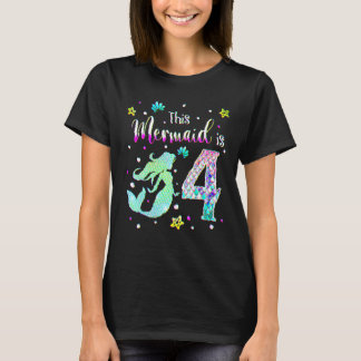 4th Birthday Mermaid Is A For Girls 4 Years Old T-Shirt