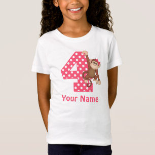 4th Birthday Monkey Girl Personalised Shirt