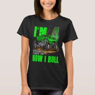 4th Birthday Monster Truck For Boys & Girls 4 Year T-Shirt