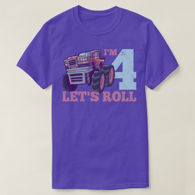 4th Birthday Monster Truck Four Years Old T-Shirt (Design Front)