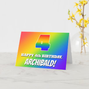 4th Birthday: Multicolored Rainbow Pattern # 4 Card