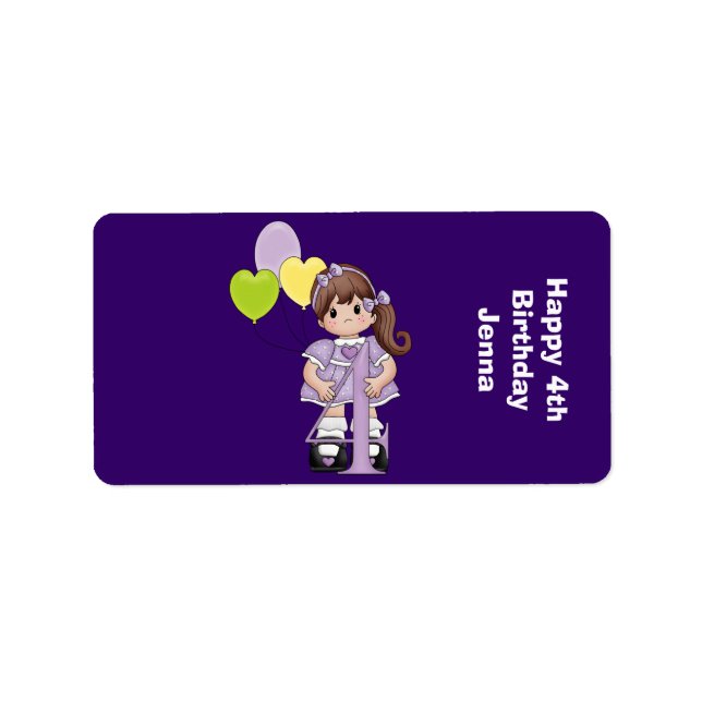 4th Birthday Nugget Miniature Candy Wrapper Label (Front)
