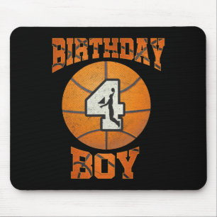 4th Birthday Outfit Boy Basketball Four 4 Year Old Mouse Mat