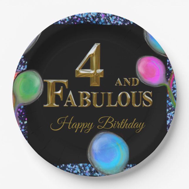 4th  Birthday  Paper Plate (Front)