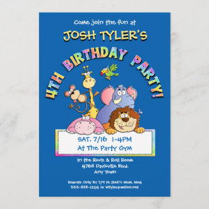 4th Birthday Party Add a Photo Animal Invitations