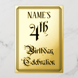 4th Birthday Party — Elegant Script + Custom Name