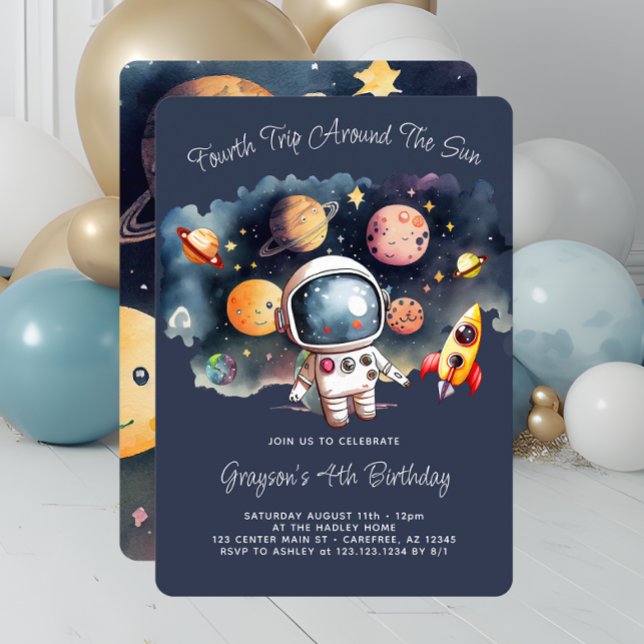4th Birthday Party Outerspace Planets Invitation (Creator Uploaded)