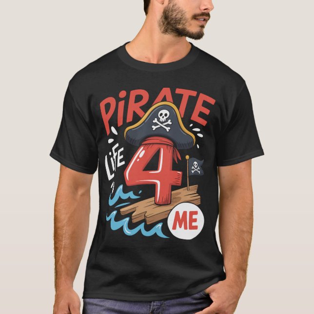 4Th Birthday Party Pirate T-Shirt (Front)