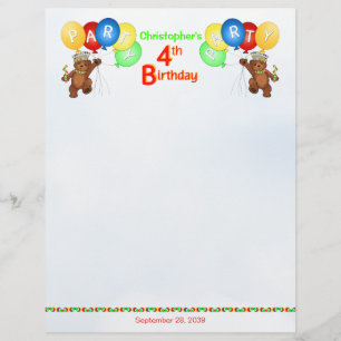 4th Birthday Party Royal Bear Scrapbook  Paper 2