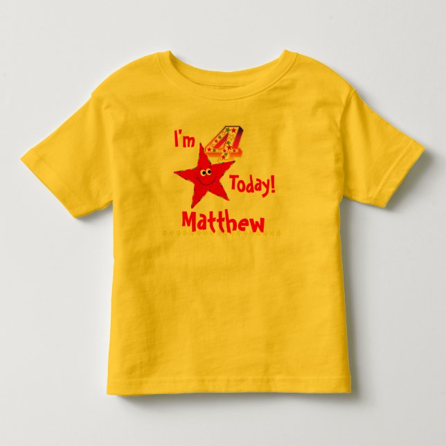 4th Birthday Party Shirt Red Stars (Front)