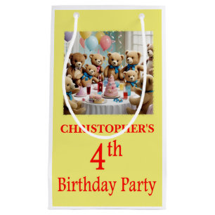 4th Birthday Party Teddy Bears Party Small Gift Bag