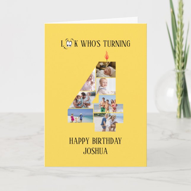 4th Birthday Photo Card (Front)
