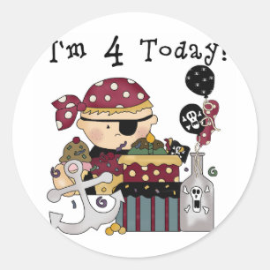 4th Birthday Pirate Tshirts and Gifts Classic Round Sticker