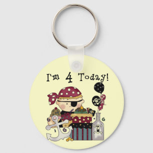 4th Birthday Pirate Tshirts and Gifts Key Ring