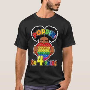 4th Birthday Pop It Fidget African American Kids G T-Shirt