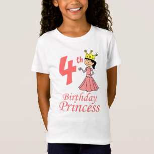 4th Birthday Princess Cute Cartoon T-Shirt