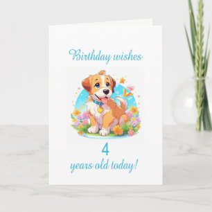 4th Birthday Puppy Dog  Card