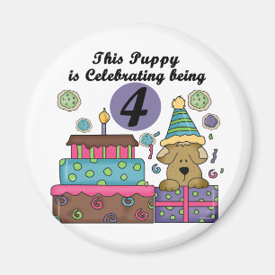 4th Birthday Puppy T-shirts and Gifts Magnet