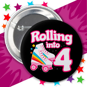 4th Birthday Roller Skating 4 Years Old Skate 6 Cm Round Badge