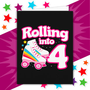 4th Birthday Roller Skating 4 Years Old Skate Card