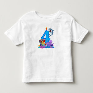 4th Birthday Shark & Treasure Chest Ocean Theme Toddler T-Shirt